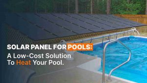 Solar panels heating a residential pool